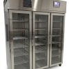 Museum storage cabinet with glass doors and adjustable wire shelving